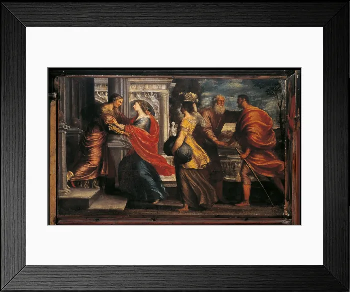 Framed Print : Visitation (Visitazione), by Enrico Fallange, and of the 17th Century, oil on canvas - Italy, Venice, Church of St. Bartholomew, Oratorio dei Tedeschi. Whole artwork view