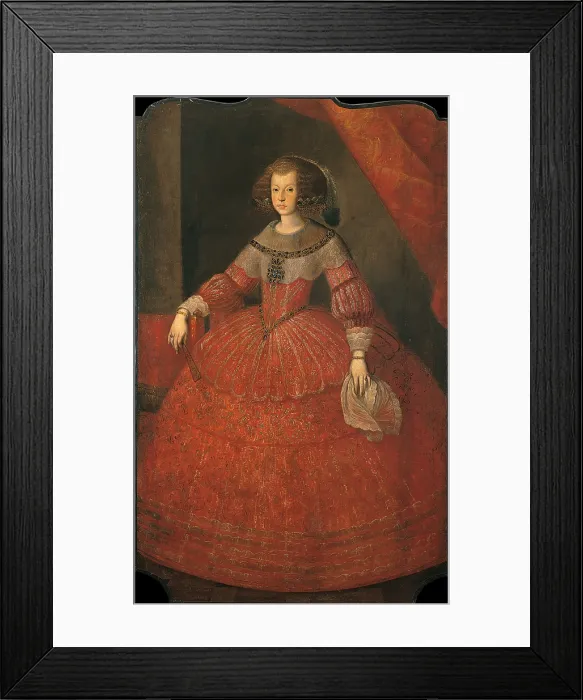 Framed Print : Portrait of Mariana of Austria, by Unknown Spanish Artist, half of the 17th Century, oil on canvas - Italy, Lombardy, Milan, Castello Sforzesco, Civic Collections of Ancient Art