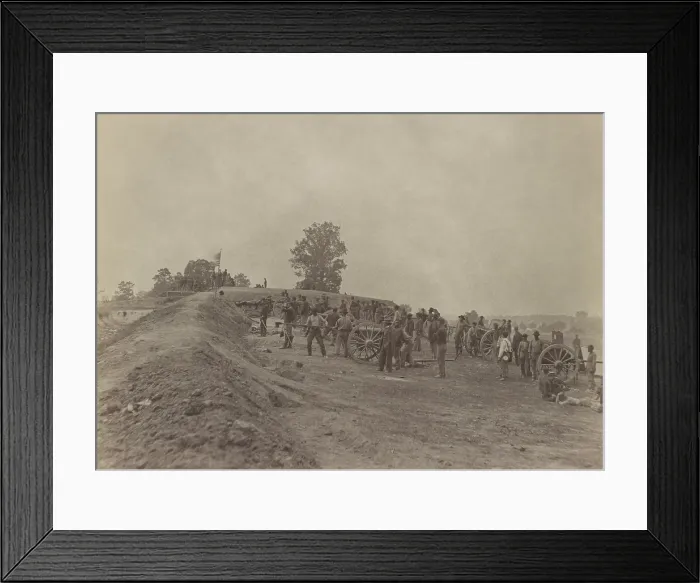 Framed Print : US Civil War, Petersburg Campaign, June 9, 1864 to March 25, 1865. Union gunners in a captured Confederate fortification on the Petersburg front in Virginia, June 15, 1864
