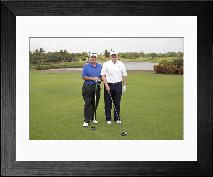 Framed Print : President Donald Trump and conservative political commentator, Rush Limbaugh, play golf, April 19, 2019 Framed Print : President Donald Trump and conservative political commentator, Rush Limbaugh, play golf, April 19, 2019