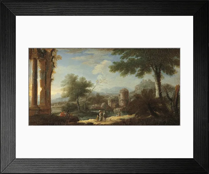 Framed Print : Landscape with Ruins and Rustic (Paesaggio con rovine e rustico), by Unknown Venetian Artist, Ca Framed Print : Landscape with Ruins and Rustic (Paesaggio con rovine e rustico), by Unknown Venetian Artist, Ca
