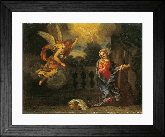 Framed Print : The Annunciation (Annunciazione, by Unknown Roman Artist, fisrt part of 18th Century, oil on canvas - Italy, Lombardy, Milan, Castello Sforzesco, Civic Collection of Ancient Art) Framed Print : The Annunciation (Annunciazione, by Unknown Roman Artist, fisrt part of 18th Century, oil on canvas - Italy, Lombardy, Milan, Castello Sforzesco, Civic Collection of Ancient Art)