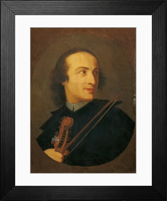 Framed Print : Portrait of Giuseppe Tartini (Ritratto di Giuseppe Tartini), probably by Unknown Roman Artist, Ca