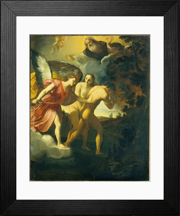 Framed Print : The Expulsion from Paradise (La cacciata dal Paradiso), by Unknown Emilian Artist, first part of the 17th Century, oil on canvas - Italy, Lombardy, Milan, Castello Sforzesco