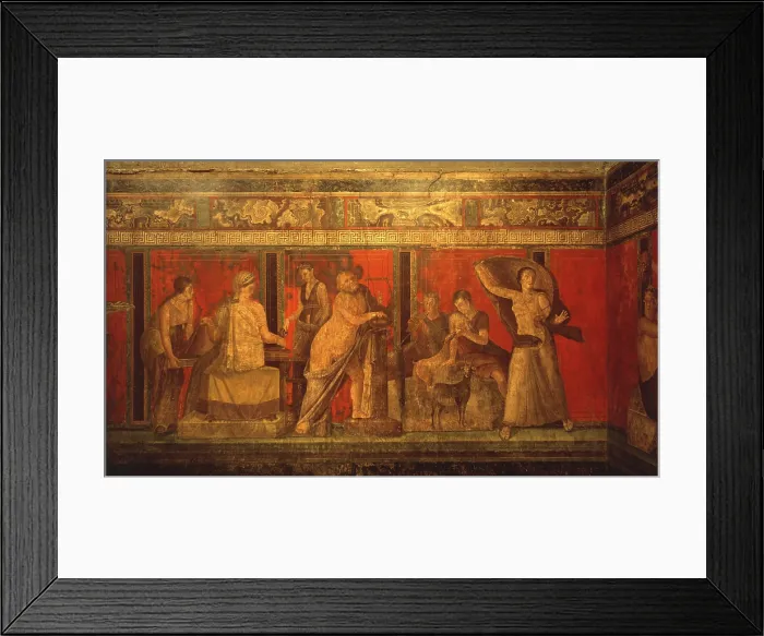 Framed Print : Paintings of the Villa of the Mysteries in Pompei, by unknown campanian artist, 60, 1st century A.D. fresco - Italy, Campania, Pompei, Villa of the Mysteries. Detail