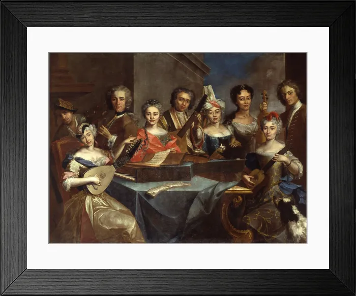 Framed Print : Family of Musicians, by Unknown Artist related to Carlo Amalfi, 1725, 18th Century, oil on canvas - Italy, Lombardy, Milan, Castello Sforzesco, Civic Collection of Ancient Art