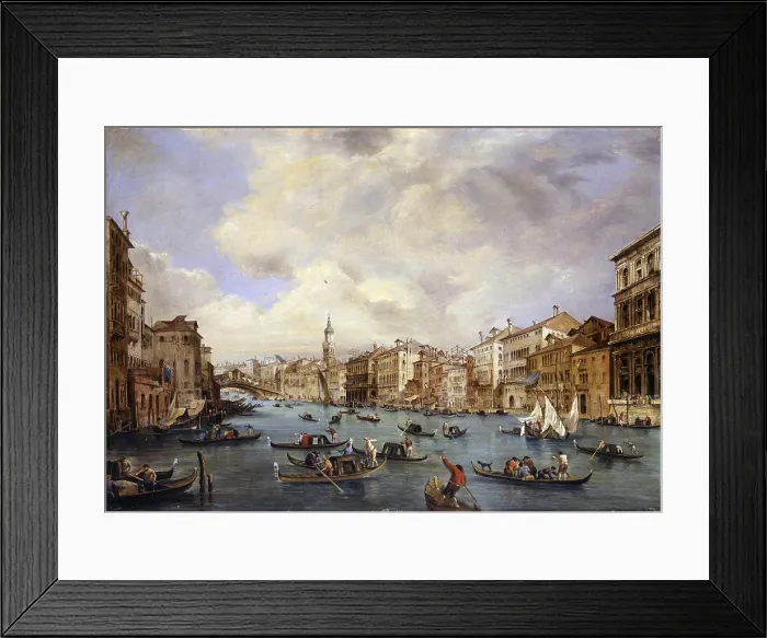 Framed Print : View of Grand Canal, by Unknown Venetian Artist, 17th Century, oil on canvas - Italy, Lombardy, Milan, Castello Sforzesco, Civic Collection of Ancient Art. Whole artwork view