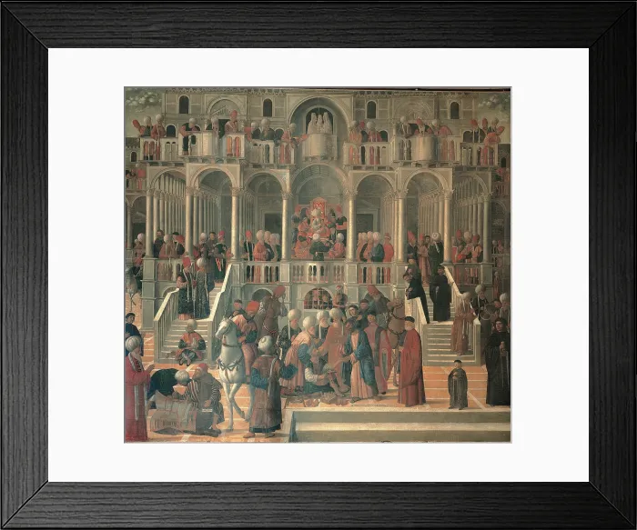 Framed Print : St Mark Healing Anianus, by Giovanni Mansueti, 15th Century, oil on canvas, - Italy, Veneto, Venice, Scuola Grande di San Marco. Full view