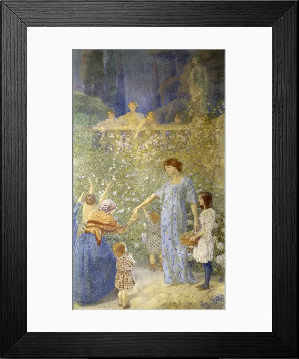 Framed Print : Allegory of Charity, by Giovanni Vianello, 1917, 20th century, tempera on wall - Italy, Veneto, Padua, Cassa di Risparmio di Padova e Rovigo. Whole artwork view