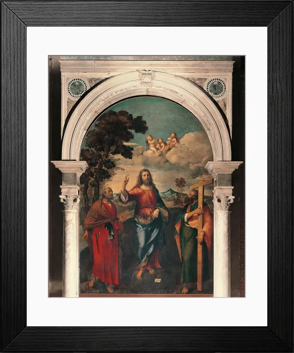 Framed Print : Christ with St Peter and St Andrew, by Marconi Rocco, 16th Century, oil, - Italy, Veneto, Venice, San Zanipolo Church (Ss Giovanni e Paolo). Full view