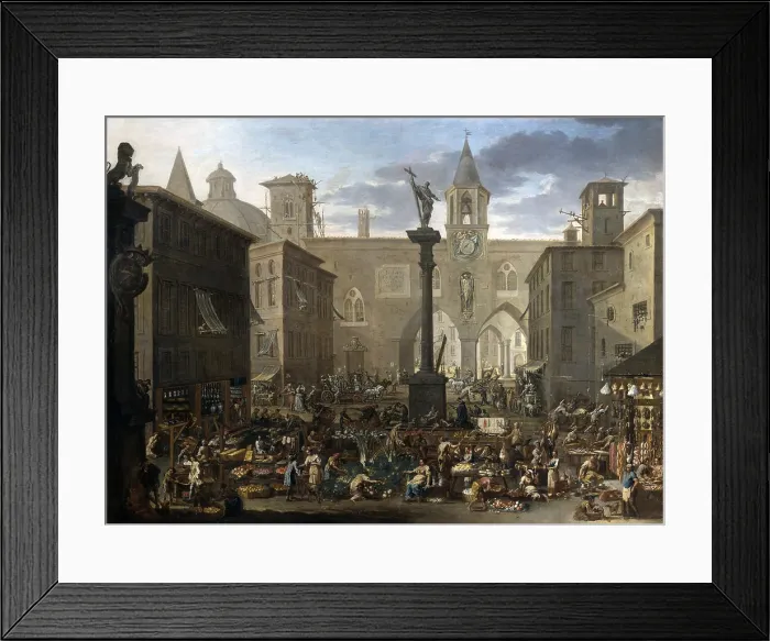 Framed Print : Market or the Greens Market, by Alessandro Magnasco also known as Lissandrino and his collaborators, 1720 - 1740, 18th century, oil on canvas, 122 x 167 c, - Italy, Lombardy