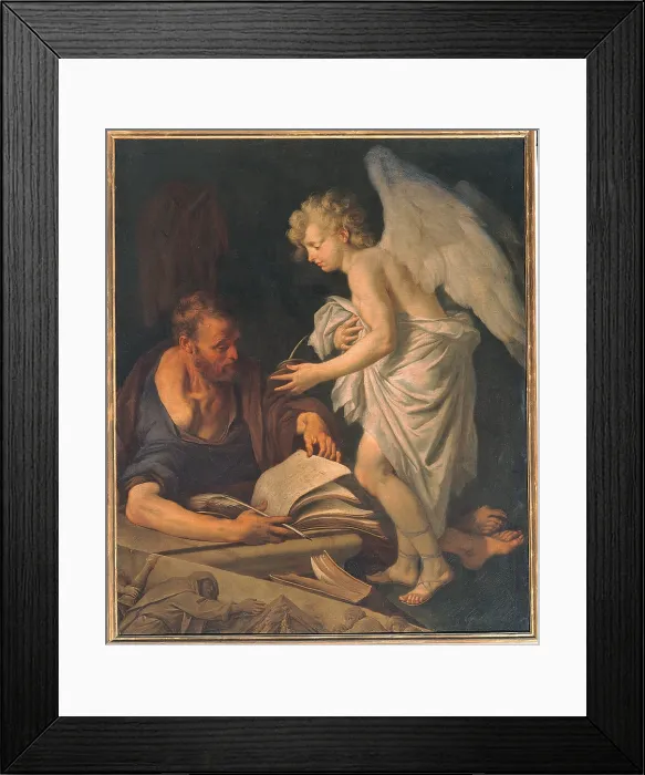 Framed Print : St Matthew and the Angel, by Manaigo Silvestro, 18th Century, oil on canvas, - Italy, Veneto, Venice, San Stae Church. Full view