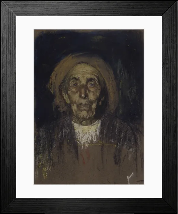 Framed Print : Study for the Portrait of a Centenary Woman from Vodo di Cadore, by Guglielmo Talamini, 1909, 20th Century, mixed media on cardboard - Private collection. Whole artwork view Framed Print : Study for the Portrait of a Centenary Woman from Vodo di Cadore, by Guglielmo Talamini, 1909, 20th Century, mixed media on cardboard - Private collection. Whole artwork view