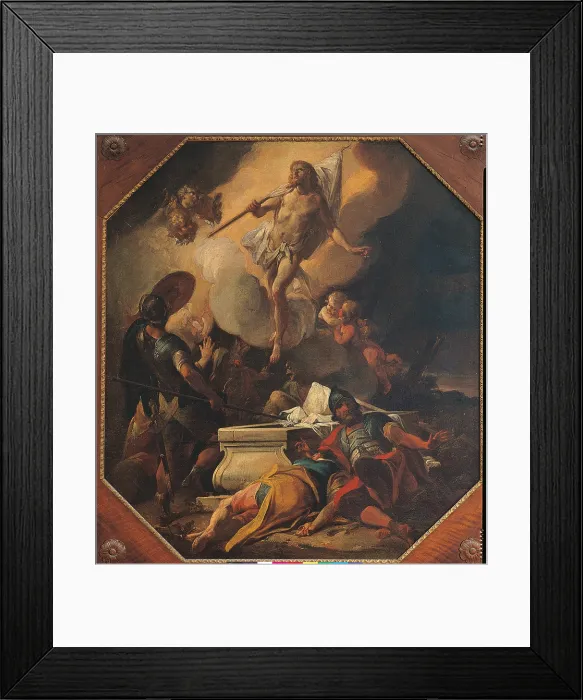 Framed Print : Resurrection of Christ, by Unknown Artist, 18th Century, oil on canvas, - Italy, Veneto, Venice, Santi Apostoli Church, sacristy. Full view Framed Print : Resurrection of Christ, by Unknown Artist, 18th Century, oil on canvas, - Italy, Veneto, Venice, Santi Apostoli Church, sacristy. Full view