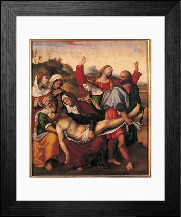 Framed Print : The Deposition, by Marchesi Girolamo known as Girolamo da Cotignola, 16th Century, oil on wood, transferred to canvas, - Italy, Lombardy, Milan, Brera Art Gallery. Full view Framed Print : The Deposition, by Marchesi Girolamo known as Girolamo da Cotignola, 16th Century, oil on wood, transferred to canvas, - Italy, Lombardy, Milan, Brera Art Gallery. Full view