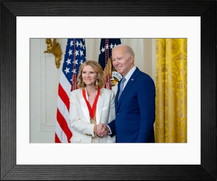 Framed Print : President Joe Biden presents the 2021 National Humanities Medal to Tara Westover, March 21, 2023