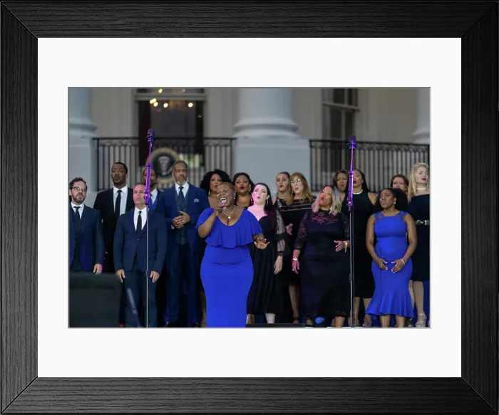 Framed Print : Broadway Inspirational Voices performs at the Juneteenth concert at the Juneteenth concert at the White House, June 13, 2023. (BSLOC_2023_8_15)