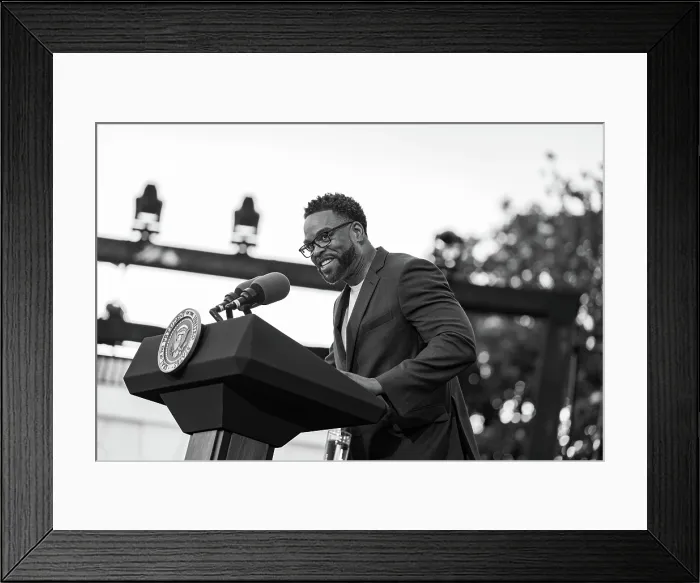 Framed Print : Actor and rapper Method Man speaks at the Juneteenth at the White House, June 13, 2023. (BSLOC_2023_8_11)