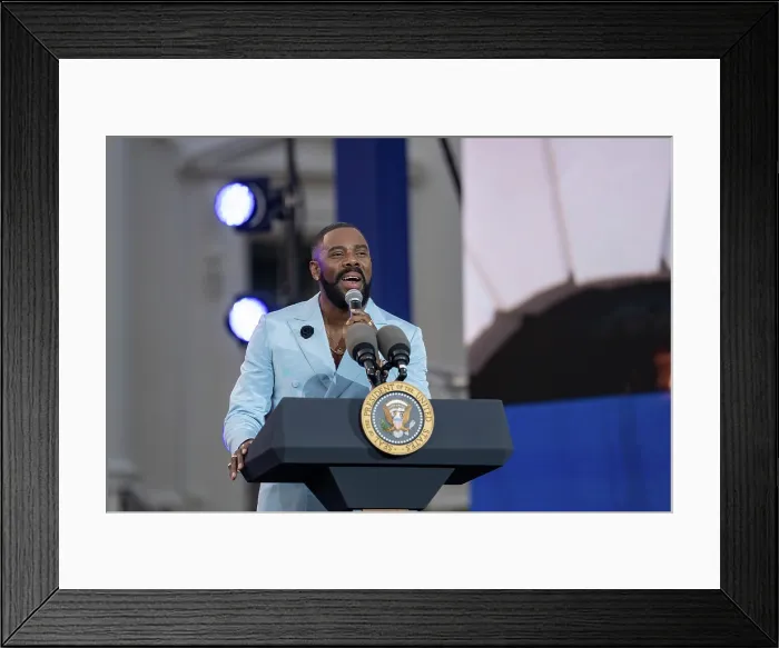 Framed Print : Colman Domingo, actor, writer, and director, speaks at the Juneteenth concert at the White House, June 13, 2023. (BSLOC_2023_8_13)