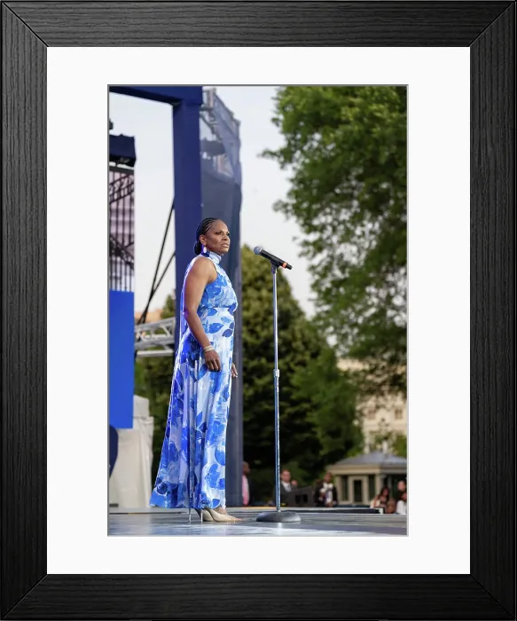 Framed Print : Singer Audra McDonald performs at the Juneteenth concert at the White House, June 13, 2023. (BSLOC_2023_8_14) Framed Print : Singer Audra McDonald performs at the Juneteenth concert at the White House, June 13, 2023. (BSLOC_2023_8_14)