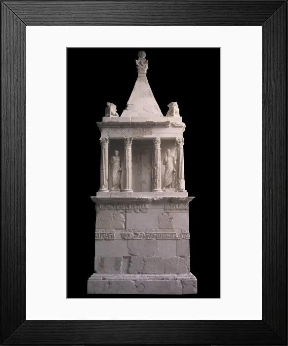 Framed Print : Funerary monument of Asfionio Rufo, 1st Century - Italy, Emilia Romagna, Sarsina, Archeological National Museum. Whole artwork view