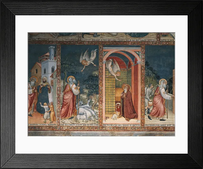 Framed Print : Stories of Virgin Mary (Storie della Vergine), by Ugolino from Prete Ilario, 1357 - 1364, 14th Century, fresco - Italy, Umbria, Orvieto, Dome, Tribune. Whole artwork view