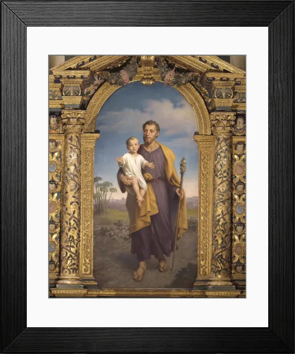Framed Print : Saint Joseph, by Tomaso da Rin, 20th century, oil on canvas, 175 x 95 cm - Italy, Veneto, Tiser, Parish church. Whole artwork view Framed Print : Saint Joseph, by Tomaso da Rin, 20th century, oil on canvas, 175 x 95 cm - Italy, Veneto, Tiser, Parish church. Whole artwork view