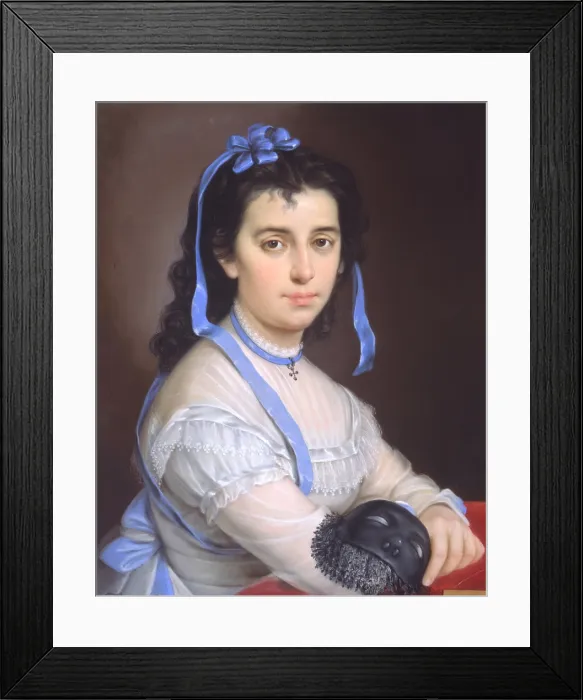 Framed Print : Portrait with a Mask, by Elisa Benato Beltrami, 19th Century, oil on canvas - Italy, Veneto, Padua, Civic Museum Eremitani. Whole artwork view