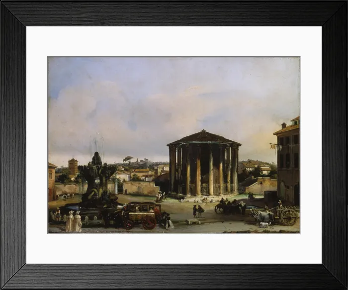 Framed Print : View of the Temple of Vesta, by Giacomo Caneva, 1843, 19th Century, oil on canvas - Italy, Veneto, Padua, Civic Museum Eremitani. Whole artwork view
