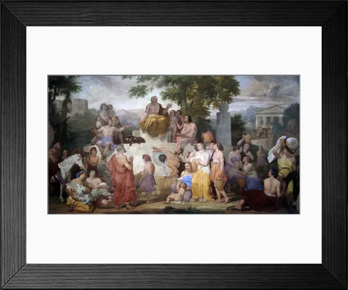 Framed Print : Aesop telling fables, by Pietro Paoletti, 1837, 19th century, fresco - Italy, Veneto, Sedico, Villa Patt. Whole artwork view