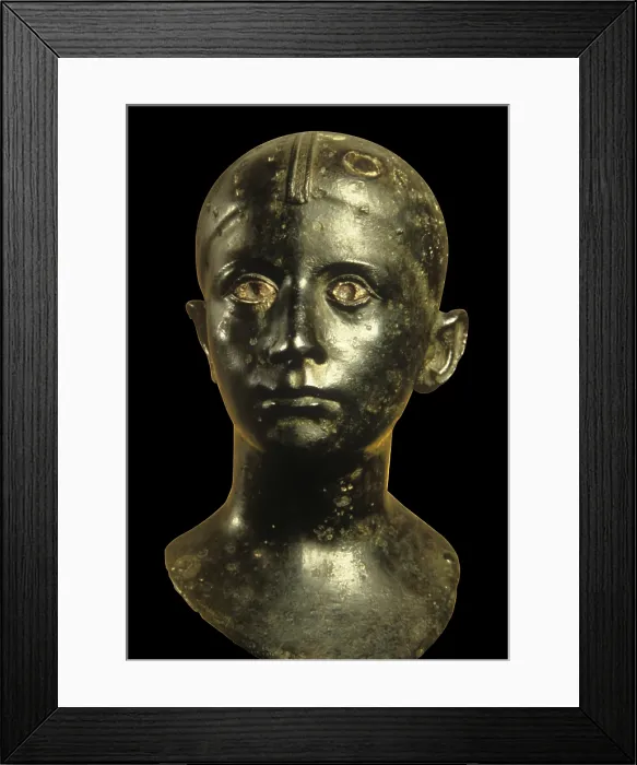 Framed Print : Baebia Bassilla, by Unknow Artist, 1st Century b.C. bronze - Italy, Emilia-Romagna, Parma, National Archeological Museum. Whole artwork view. Female portrait, with rich details