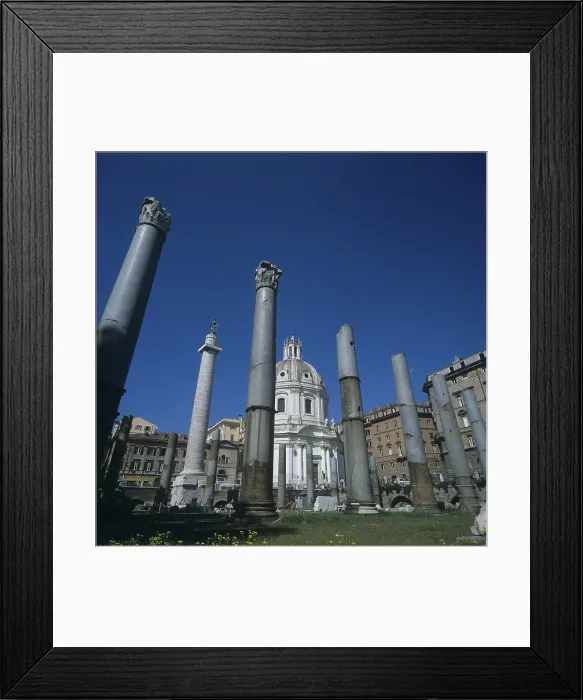 Framed Print : Roman Architecture, Traianus Forum, 100 - 112 a.C. 2nd Century - Italy, Lazio, Rome, Imperial Fora. Whole artwork view. View from below of the columns of Traianus Forum