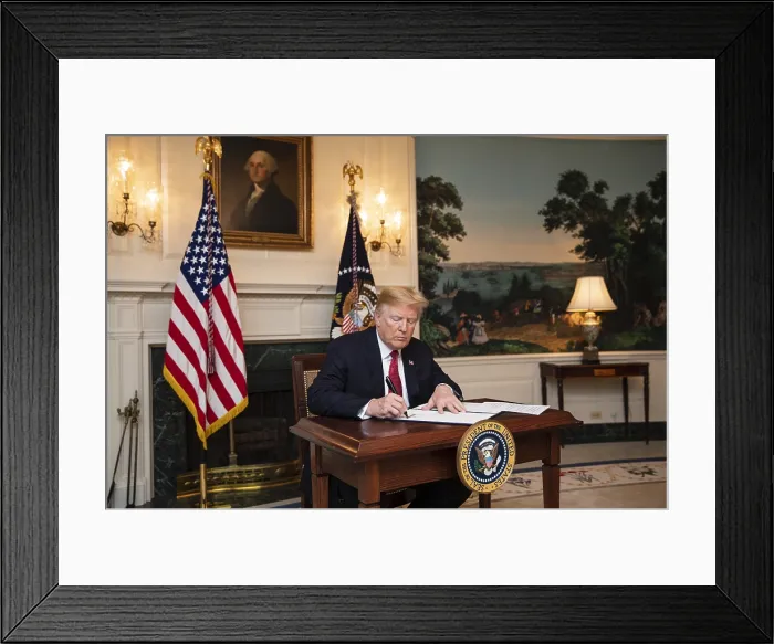 Framed Print : President Donald Trump signs an Immigration Proclamation in the Diplomatic Reception Room of the White House, Nov. 9, 2018