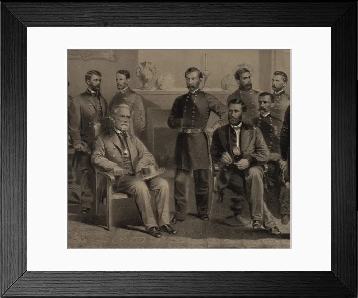 Framed Print : US Civil War. General Robert E. Lee surrendered to General Ulysses Grant in the McLean House, at Appomattox, Virginia, April 9, 1865