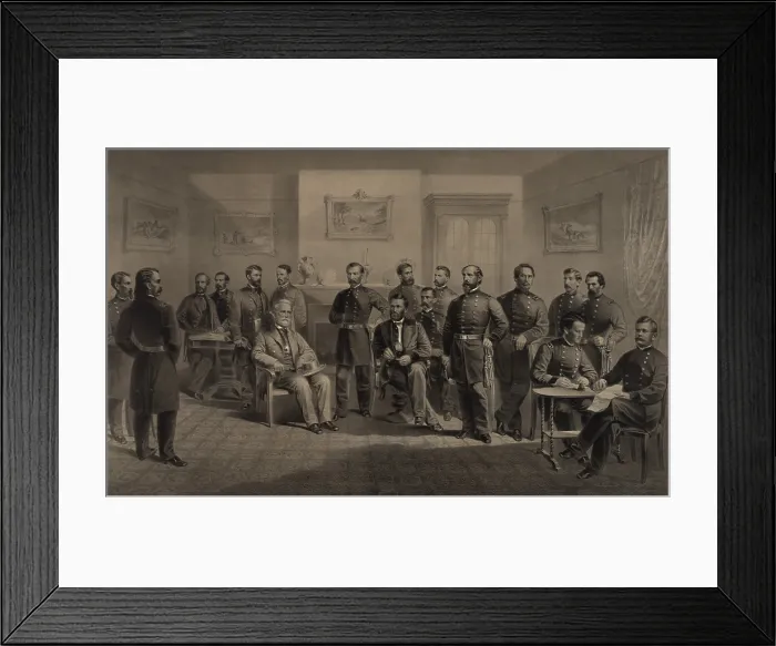 Framed Print : US Civil War. General Robert E. Lee surrendered to General Ulysses Grant in the McLean House, at Appomattox, Virginia, April 9, 1865