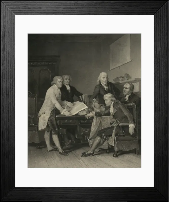 Framed Print : American Revolution, Second Continential Congress, Philadelphia, 1775-1776. The five delegates of the Drafting Committee of the Declaration of Independence