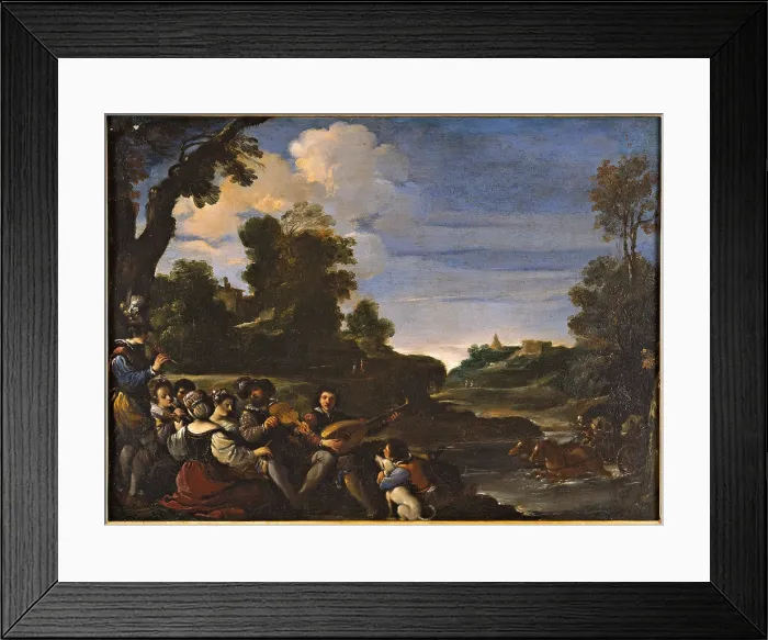 Framed Print : Landscape with concert (Rustic Concert), by Barbieri Giovan Francesco known as il Guercino, 15th Century, 1617, oil on canvas, - Italy, Tuscany, Florence, Uffizi Gallery Framed Print : Landscape with concert (Rustic Concert), by Barbieri Giovan Francesco known as il Guercino, 15th Century, 1617, oil on canvas, - Italy, Tuscany, Florence, Uffizi Gallery