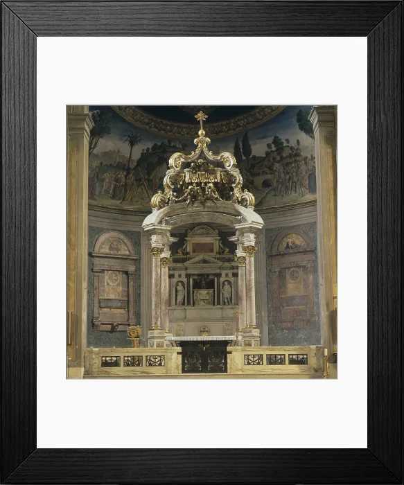 Framed Print : Church of the Holy Cross of Jerusalem, by Domenico Gregorini, Pietro Passalacqua, 1740 - 1758, 18th Century, architecture - Italy, Lazio, Rome. Detail