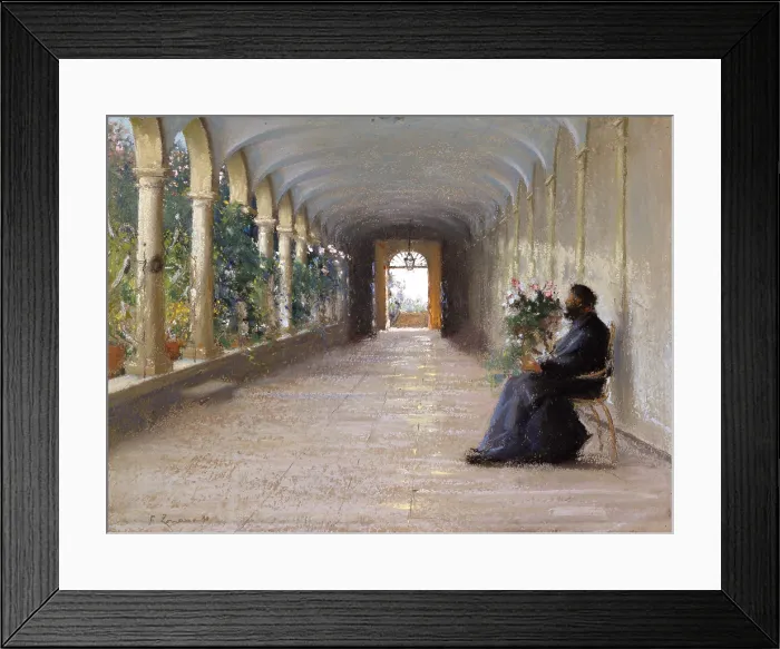 Framed Print : Contemplation, by Fausto Zonaro, 1890, 19th Century, canvas - Italy, Veneto, Padua, Civic Museum Eremitani. Whole artwork view
