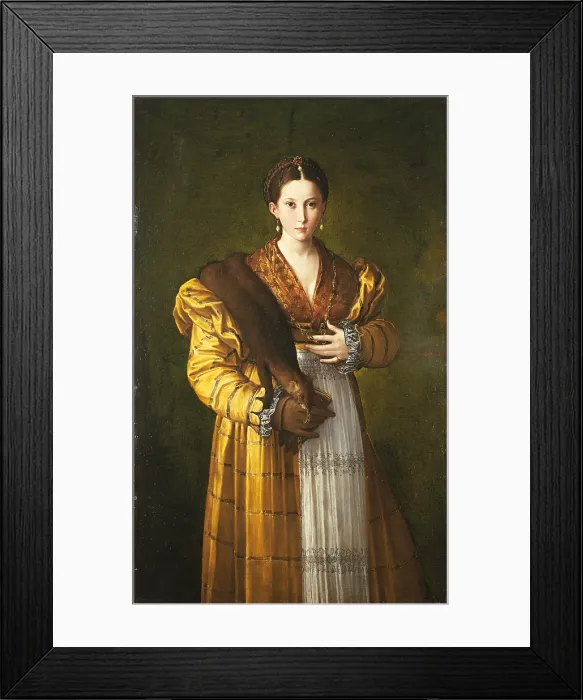 Framed Print : Anteas Portrait (Portrait of Young Woman), by Mazzola Francesco known as Parmigianino, 16th Century, 1535 -1537 about, oil on canvas, cm 135 x 88 - Italy, Campania, Naples Framed Print : Anteas Portrait (Portrait of Young Woman), by Mazzola Francesco known as Parmigianino, 16th Century, 1535 -1537 about, oil on canvas, cm 135 x 88 - Italy, Campania, Naples