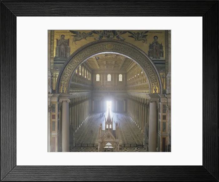 Framed Print : Basilica of Saint Paolo fuori le mura, by Pasquale Belli, 1825 - 1833, 19th Century, architecture - Italy, Lazio, Rome. Detail