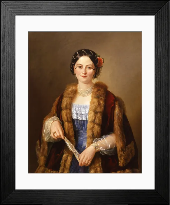 Framed Print : Portrait of Carlotta Parisi Petrottini, by Augusto Caratti, 1850 - 1899, 19th Century, canvas - Italy, Veneto, Padua, Civic Museum Eremitani. Whole artwork view