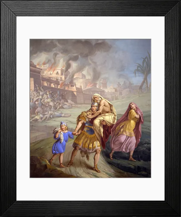 Framed Print : The fire of Troy, by Sebastiano Santi, 1844, 19th Century, fresco - Italy, Veneto, Rovigo, Camerini Palace. Whole artwork view Framed Print : The fire of Troy, by Sebastiano Santi, 1844, 19th Century, fresco - Italy, Veneto, Rovigo, Camerini Palace. Whole artwork view