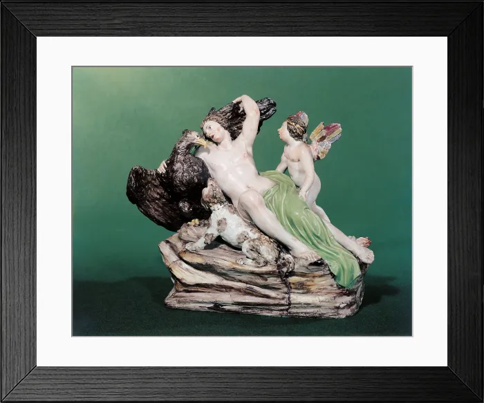 Framed Print : Mythological group of rats with Ganymede, by Unknown Artist, 18th Century, - Italy, Campania, Naples, Duca di Martina Museum. All