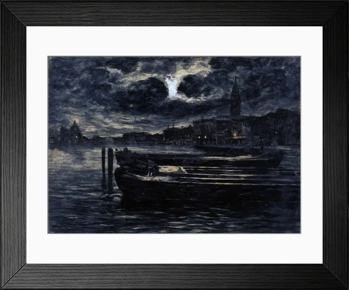 Framed Print : Venice Asleep, by Giuseppe Miti Zanetti, 1895, 19th Century, monotype - Italy, Veneto, Venice, Ca'Pesaro, International Gallery of Modern Art. Whole artwork view