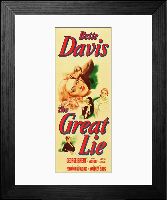 Framed Print : THE GREAT LIE, from top: George Brent, Bette Davis on insert poster, 1941 Framed Print : THE GREAT LIE, from top: George Brent, Bette Davis on insert poster, 1941