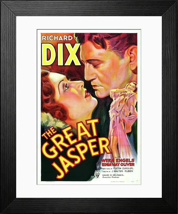 Framed Print : THE GREAT JASPER, l-r: Wera Engels, Richard Dix on poster art, 1933