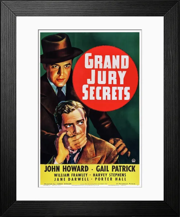 Framed Print : GRAND JURY SECRETS, US poster art, from left: Harvey Stephens, John Howard, 1939