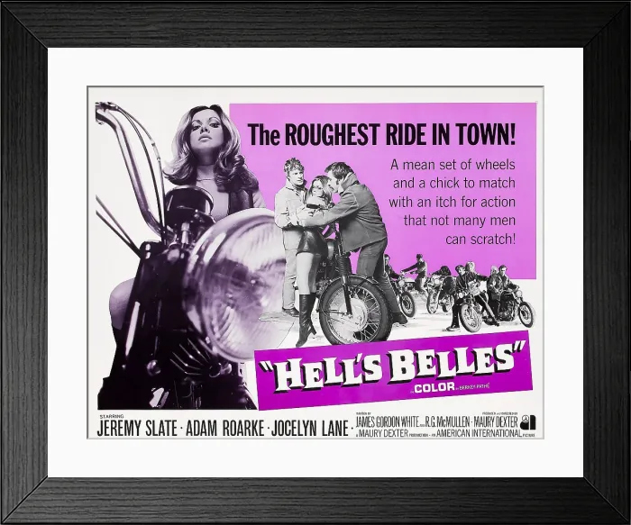 Framed Print : HELL'S BELLES, Jocelyn Lane (left), center from left: Jeremy Slate, Jocelyn Lane, Adam Roarke, 1970