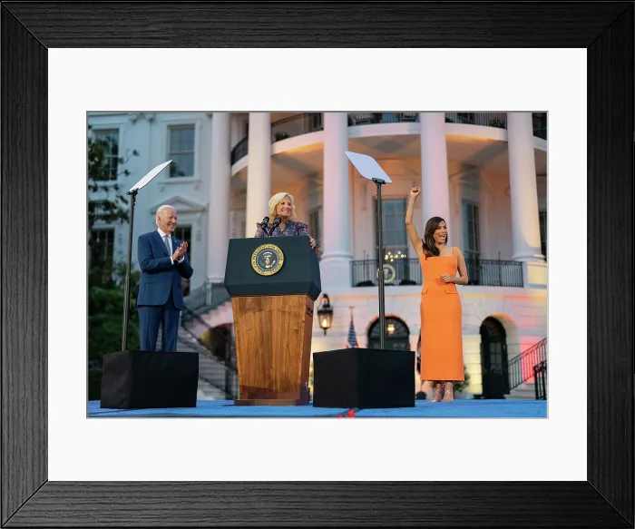 Framed Print : President Joe Biden and First Lady Jill Biden host a screening of the film Flamin Hot, a biographical comedy-drama, on the White House South Lawn, June 15, 2023
